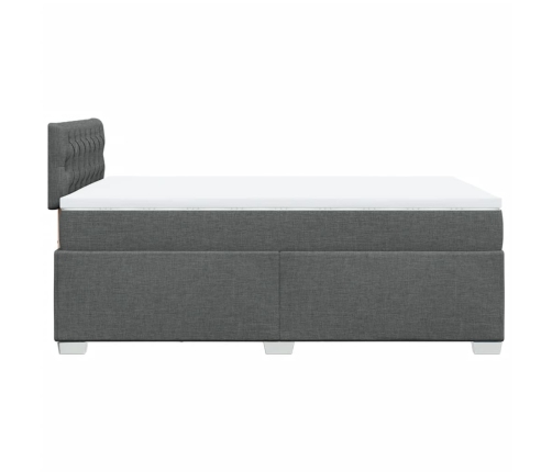 Cama box spring con colchón tela gris oscuro 120x200 cm