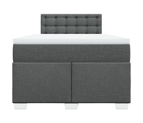 Cama box spring con colchón tela gris oscuro 120x200 cm