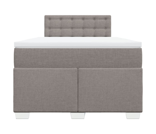 Cama box spring con colchón tela gris taupe 120x200 cm