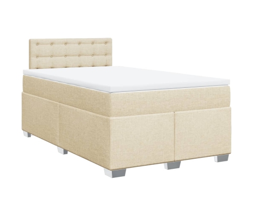 Cama box spring con colchón tela color crema 120x200 cm