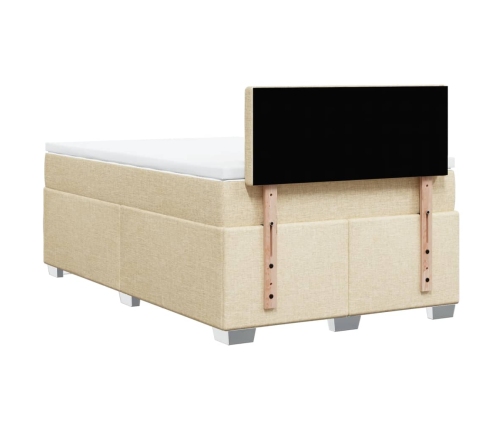 Cama box spring con colchón tela color crema 120x200 cm