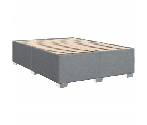 Cama box spring con colchón tela gris claro 140x190 cm