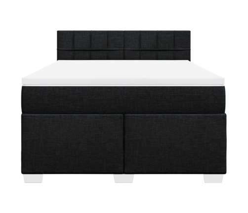 Cama box spring con colchón tela negro 140x190 cm