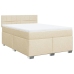 Cama box spring con colchón tela color crema 140x190 cm