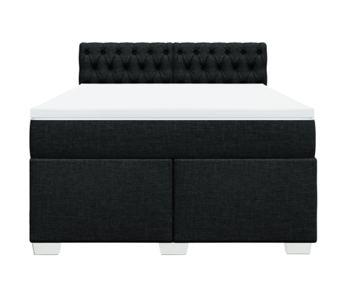 Cama box spring con colchón tela negro 140x190 cm