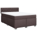 Cama box spring con colchón tela marrón oscuro 140x190 cm