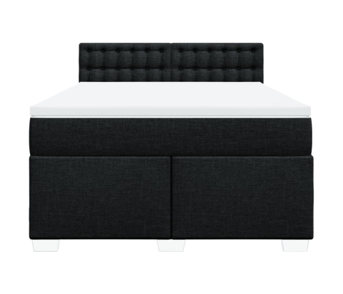 Cama box spring con colchón tela negro 140x190 cm