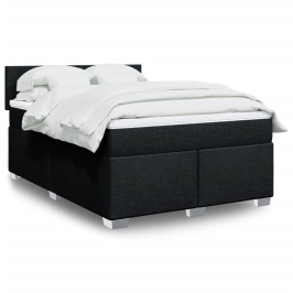 Cama box spring con colchón tela negro 140x200 cm