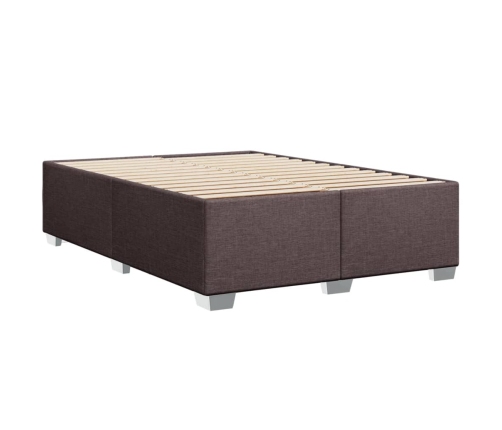 Cama box spring con colchón tela marrón oscuro 140x200 cm