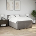 Cama box spring con colchón tela gris taupe 140x200 cm