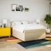 Cama box spring con colchón tela color crema 140x200 cm