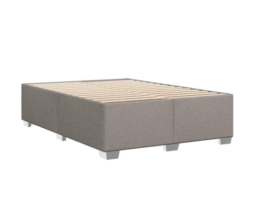 Cama box spring con colchón tela gris taupe 160x200 cm