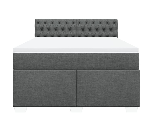 Cama box spring con colchón tela gris oscuro 160x200 cm