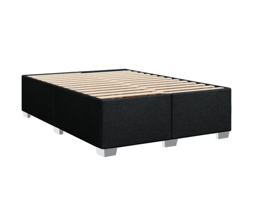 Cama box spring con colchón tela negro 160x200 cm