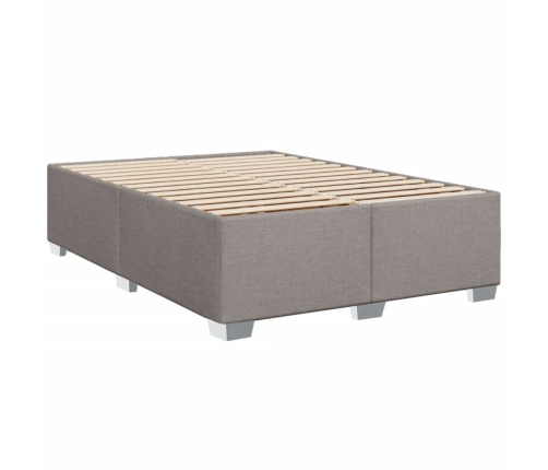 Cama box spring con colchón tela gris taupe 160x200 cm