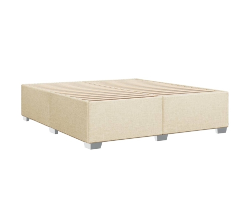 Cama box spring con colchón tela color crema 180x200 cm