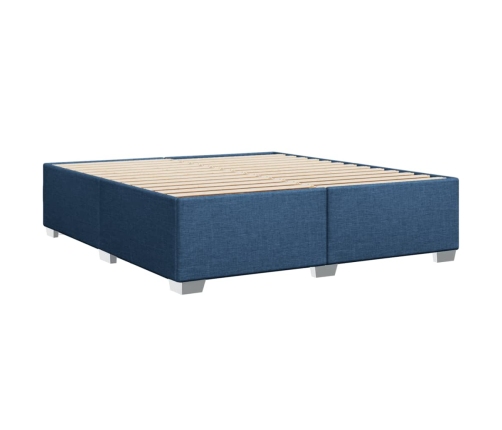 Cama box spring con colchón tela azul 180x200 cm