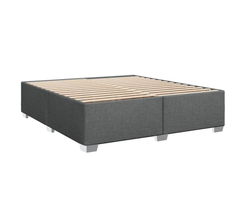 Cama box spring con colchón tela gris oscuro 180x200 cm