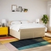 Cama box spring con colchón tela color crema 180x200 cm