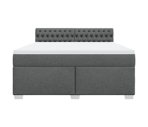 Cama box spring con colchón tela gris oscuro 180x200 cm