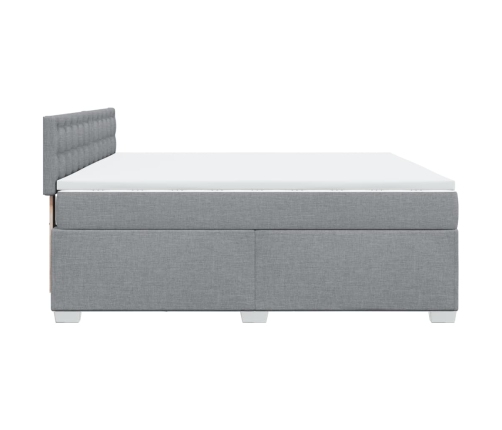 Cama box spring con colchón tela gris claro 180x200 cm