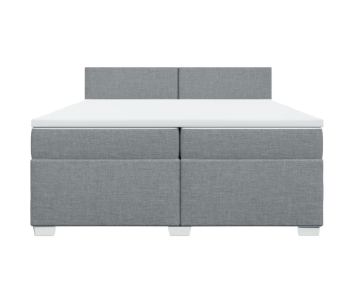 Cama box spring con colchón tela gris claro 200x200 cm