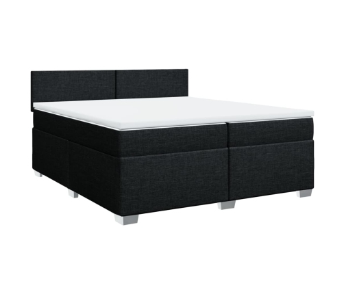 Cama box spring con colchón tela negro 200x200 cm