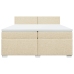 Cama box spring con colchón tela color crema 200x200 cm