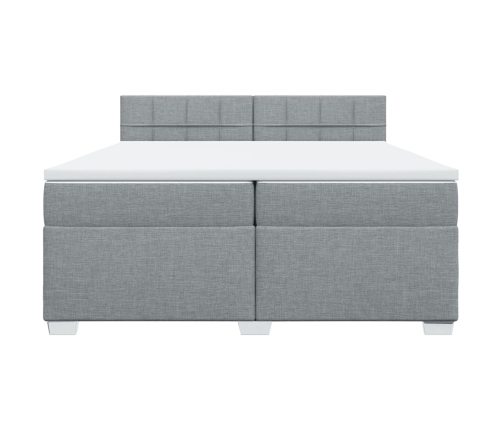 Cama box spring con colchón tela gris claro 200x200 cm