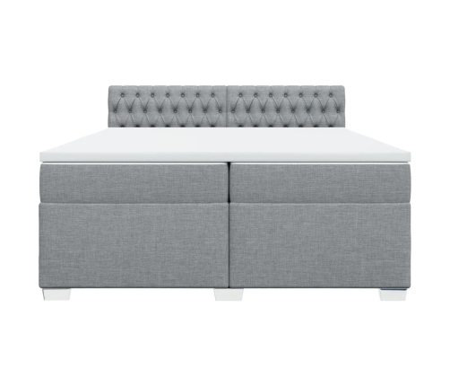 Cama box spring con colchón tela gris claro 200x200 cm