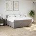 Cama box spring con colchón tela gris taupe 200x200 cm