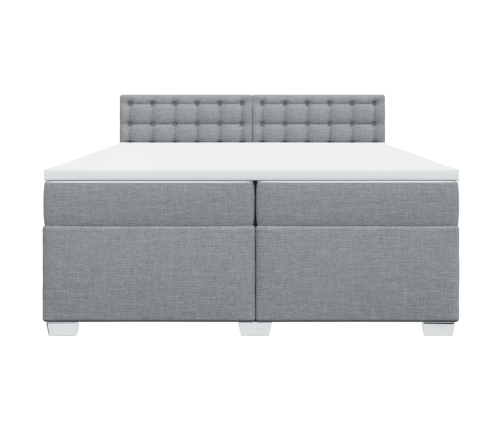 Cama box spring con colchón tela gris claro 200x200 cm