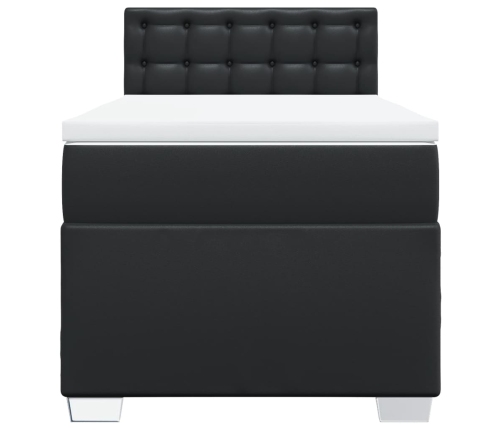 Cama box spring con colchón cuero sintético negro 80x200 cm