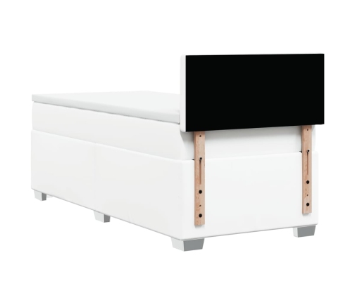 Cama box spring con colchón cuero sintético blanco 80x200 cm