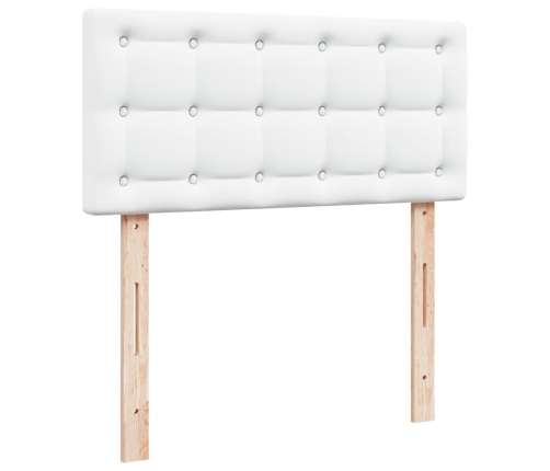 Cama box spring con colchón cuero sintético blanco 80x200 cm