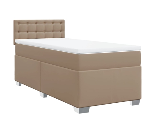 Cama box spring con colchón cuero sintético capuchino 80x200 cm