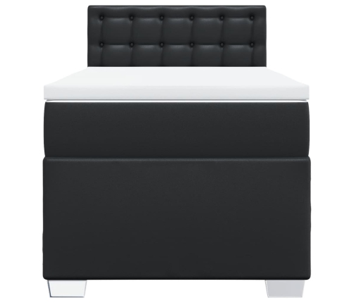 Cama box spring con colchón cuero sintético negro 90x190 cm