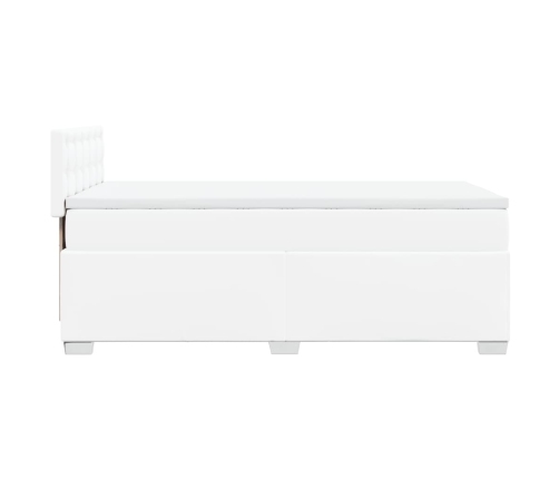 Cama box spring con colchón cuero sintético blanco 90x190 cm