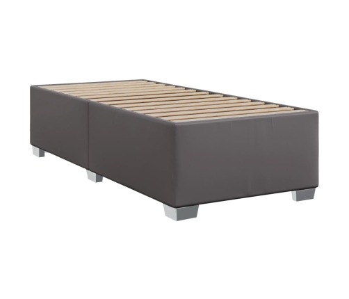 Cama box spring con colchón cuero sintético gris 100x200 cm