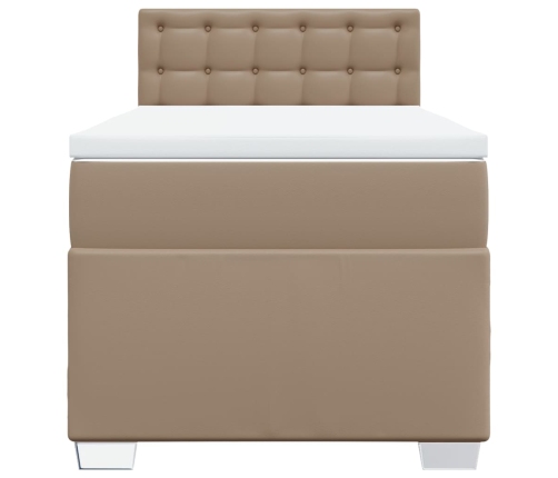 Cama box spring con colchón cuero sintético capuchino 100x200cm