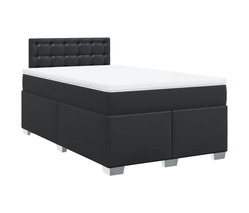 Cama box spring con colchón cuero sintético negro 120x190 cm