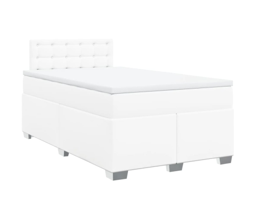 Cama box spring con colchón cuero sintético blanco 120x190 cm