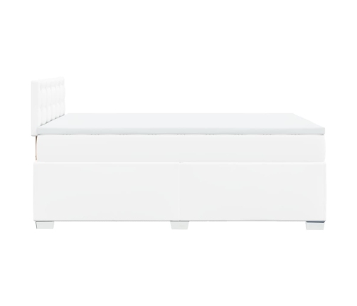 Cama box spring con colchón cuero sintético blanco 120x190 cm