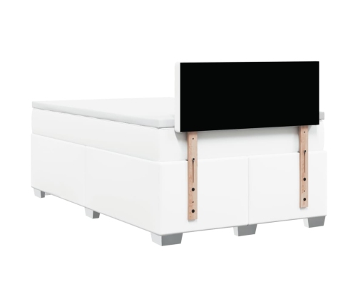 Cama box spring con colchón cuero sintético blanco 120x190 cm