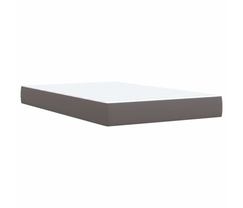 Cama box spring con colchón cuero sintético gris 120x190 cm