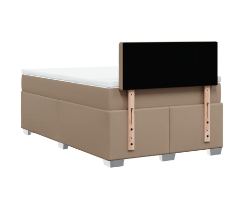 Cama box spring con colchón cuero sintético capuchino 120x190cm