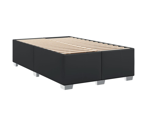 Cama box spring con colchón cuero sintético negro 120x200 cm