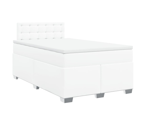 Cama box spring con colchón cuero sintético blanco 120x200 cm