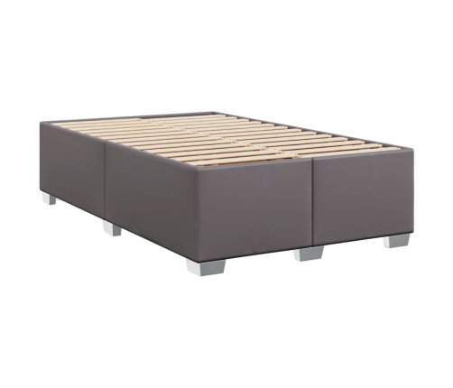 Cama box spring con colchón cuero sintético gris 120x200 cm