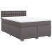 Cama box spring con colchón cuero sintético gris 140x190 cm